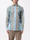 Etro Cotton Shirt With Paisely Print In Light Blue