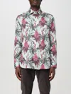 Etro Floral Print Cotton Poplin Shirt In Navy
