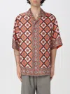 Etro Printed Cotton Short Sleeve Shirt In Orange