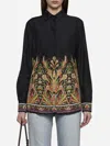 Etro Kaleidoscope-print Long-sleeve Button-front Voile Shirt In Black