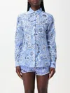 Etro Long-sleeved Button-up Floral Shirt In Blue