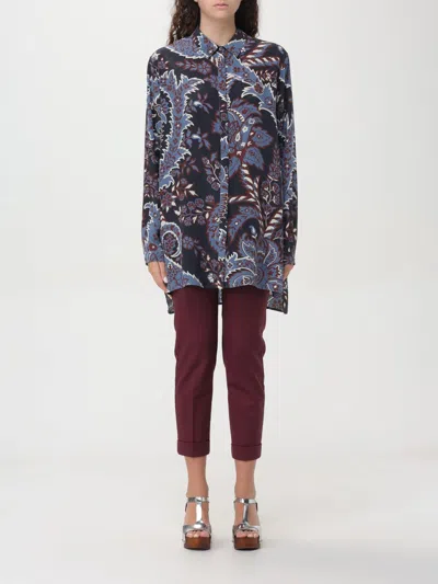 Etro Printed Silk Shirt In 蓝色