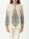 Etro Ivory Paisley Print Silk Twill Shirt In Gnawed Blue