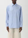 Etro Light Blue Shirt With Back Print In Gnawed Blue