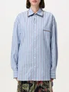 Etro Oversized Light Blue Jacquard Cotton Shirt In Hellblau