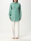 Etro Back Slit Striped Cotton Shirt In Grün