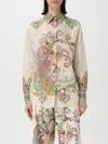 Etro Multicolor Shirt With Classic Collar And All-over Paisley Print In Cotton And Silk Woman In White