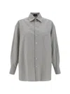 Etro Floral Jacquard Oversized Shirt With Asymmetrical Hem In Grey