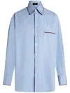 Etro Striped Long-sleeved Shirt In Blue