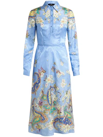 Etro Shirt Midi Dress In Blue