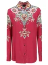 Etro Silk Shirt With Placed Print In Multi