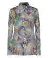 Etro Cotton Shirt With Floral Print And Collared Neck In Multicolor