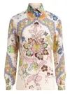 Etro Floral Paisley Print Button-up Silk Shirt In Multicolour