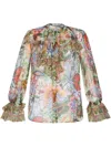 Etro Ruffled Floral-print Silk-crepon Blouse In Multicolour