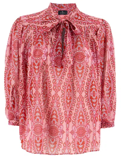 Etro Neck-tie Long-sleeved Blouse In Brown