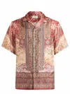 Etro Printed Silk Bowling Shirt In Pink