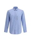 Etro Shirt Jacquard Collar Button-down In Blue