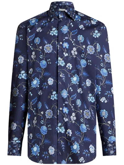 Etro Floral-print Shirt In Blue