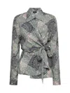 Etro Multicolor Patchwork-print Wraparound-style Shirt In Stampa F.do Bianco