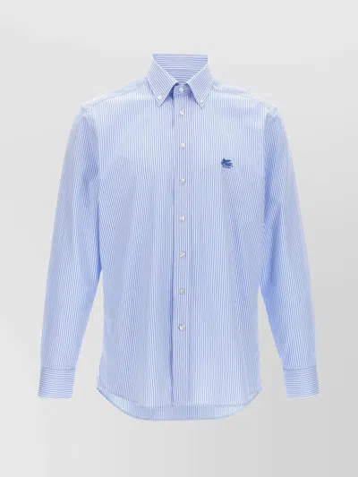 Etro Shirt Striped Collar Button-down In Blue