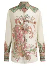 Etro Multicolor Shirt With Classic Collar And All-over Paisley Print In Cotton And Silk Woman In White
