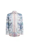 Etro Paisley Print Long-sleeved Stripe Shirt In White