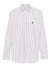 Etro Striped Cotton Shirt In Pink