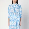 Etro Loose-fit Cotton Shirt With V-neck And Floral Pattern