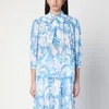 Etro Loose-fit Cotton Shirt With V-neck And Floral Pattern In Multicolor