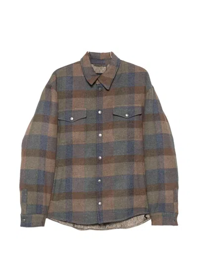 Etro Shirt With Buttons And Check Pattern In Brown