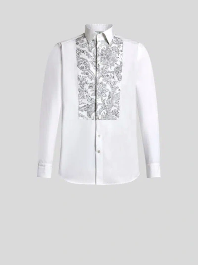 Etro , Shirt With Embroidery, Man, White, Size 45