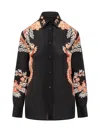 Etro Black Silk Shirt With Print In Black