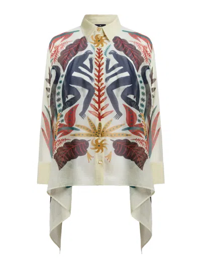 Etro Shirt With Handkerchief Hem And Placed Print In Multi