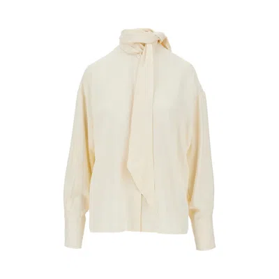 Etro Silk-blend Jacquard Shirt With Silk Scarf And Paisley Motif In Yellow