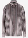 Etro Boyfriend Awning Striped Shirt With Logo Embroidery In Multi