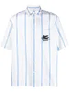 Etro Striped Cotton Shirt With Chest Pocket In White