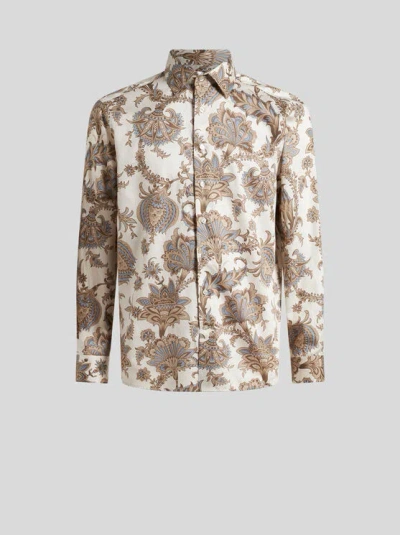 Etro Shirt With Maxi Flowers In Beige