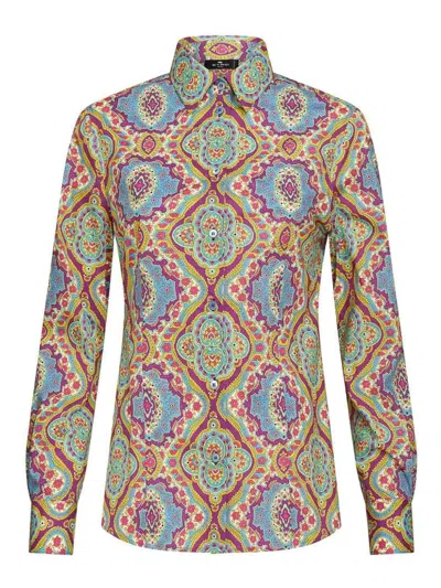 Etro Shirt With Paisley Print In Azul