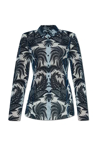 Etro Lapel Long Sleeve Shirt In Multi