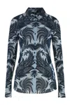 Etro Paisley Tulle Long-sleeved Shirt In Blue