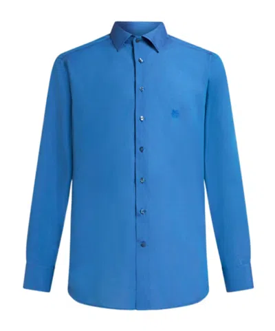 Etro Shirt With Pegaso Embroidery In Elektroblau