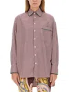 Etro Bordeaux Shirt With All-over Striped Motiv In Red