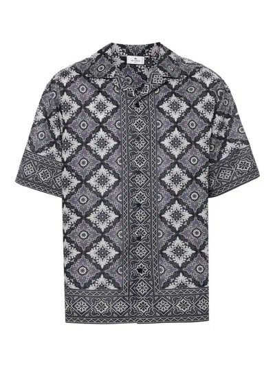 Etro Floral Bowling Shirt In Blue