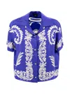 Etro Blue Floral-print Viscose Shirt In Blue