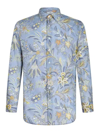 Etro Shirt With Print In Light Blue
