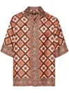 Etro Printed Cotton Short Sleeve Shirt In Yellow & Orange