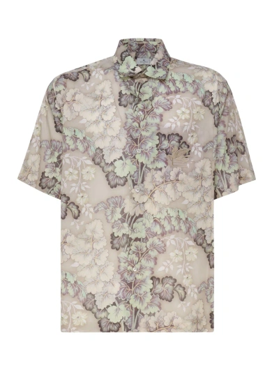 Etro Shirt With Printed Pegasus Embroidery In Beige