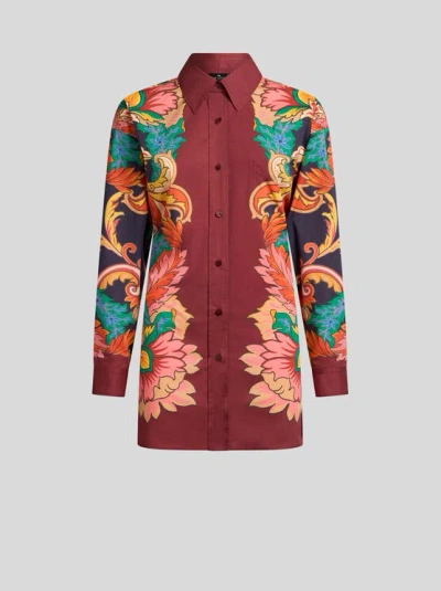 ETRO , SHIRT WITH SCARF-STYLE FLORAL PRINT AND REAR KNOT, WOMAN, MULTICOLOUR, SIZE 46