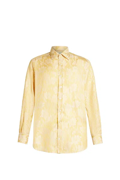 Etro Striped Jacquard Shirt In Yellow