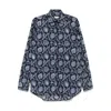 Etro Blue Cotton Shirt With All Over Paisley Print